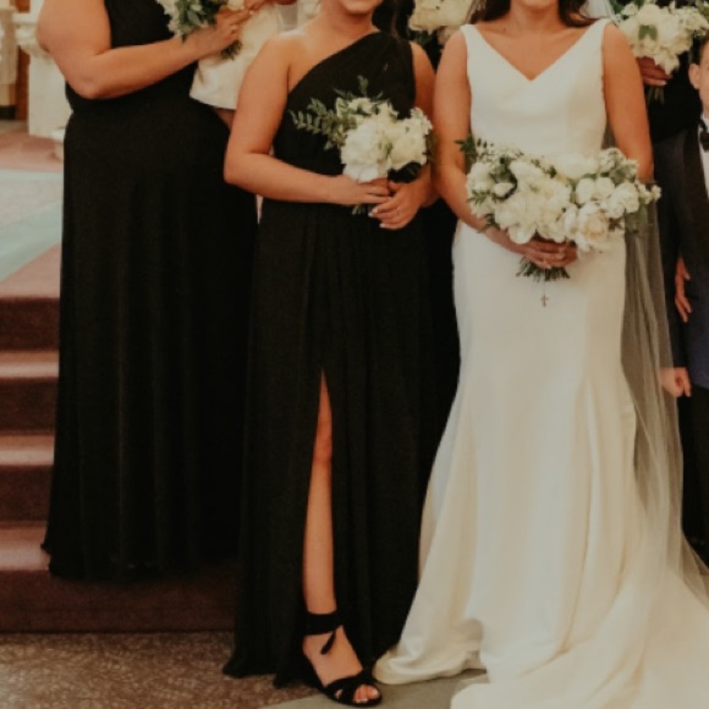 Black One Shoulder David’s Bridal Bridesmaids Dress